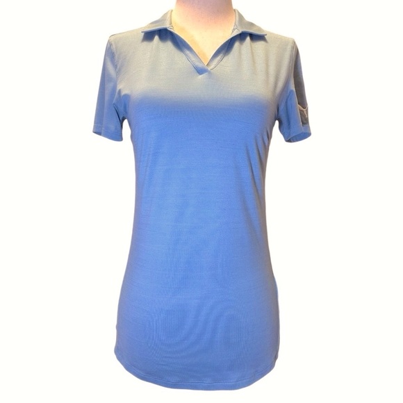 Women's Puma Cloudspun Sky Blue Collared V-Neck T-Shirt, Size L - Picture 2 of 8